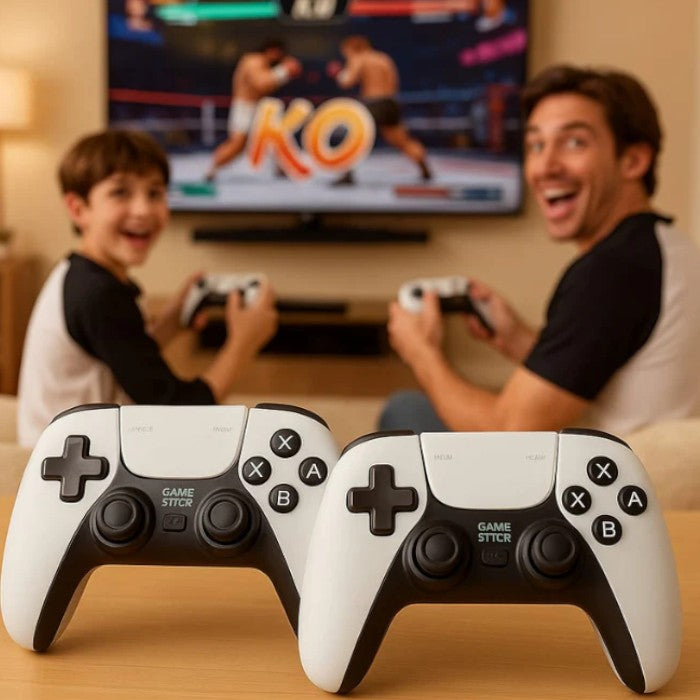 RetroBølge™ Mini GameStick – Retro Spilkonsol med 20.000+ Spil