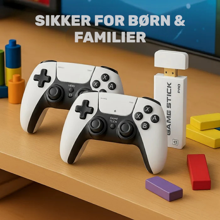 RetroBølge™ Mini GameStick – Retro Spilkonsol med 20.000+ Spil
