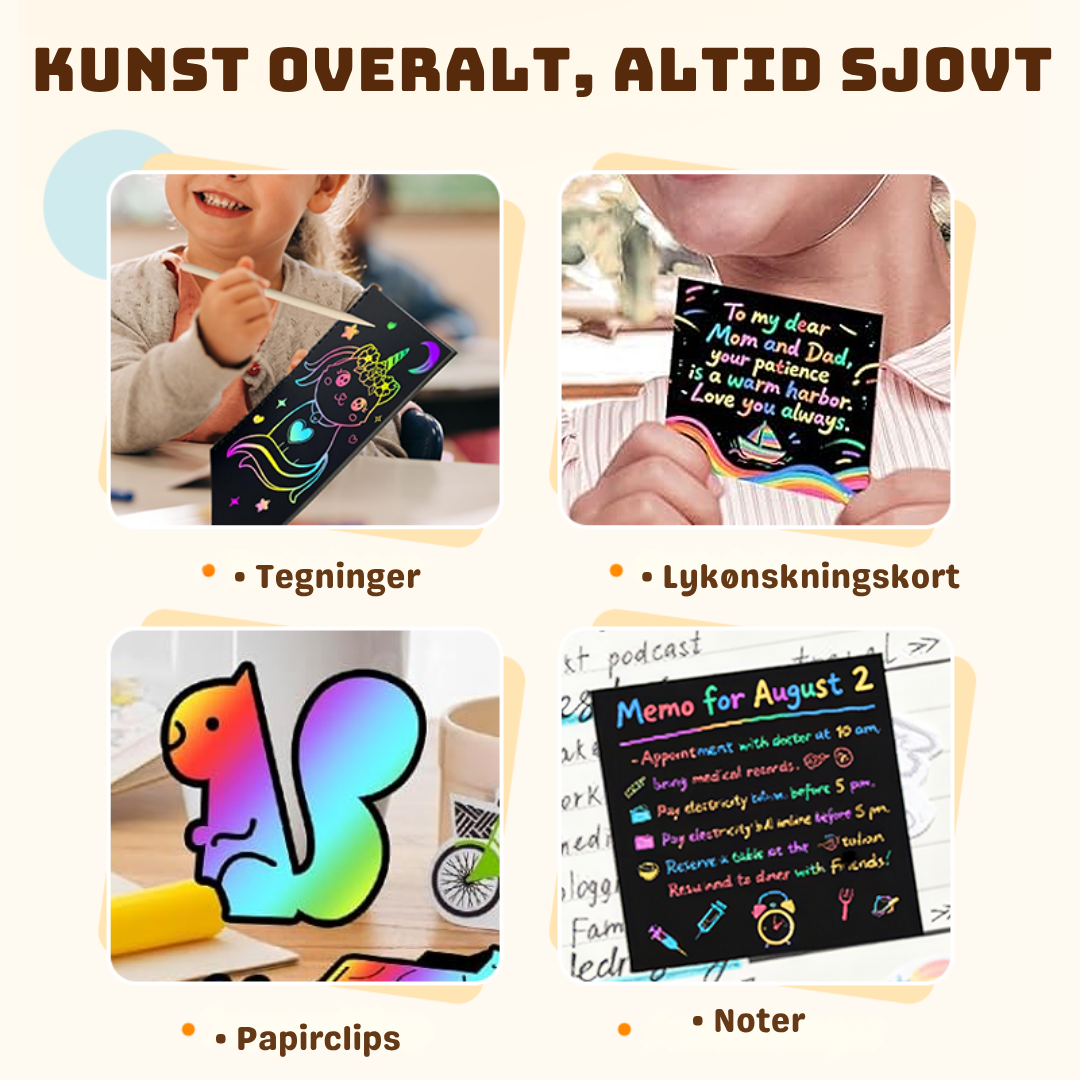 Farvegnist™ - Magisk Skrabepapir | Sjovt og Farverigt Kunstsæt til Børn