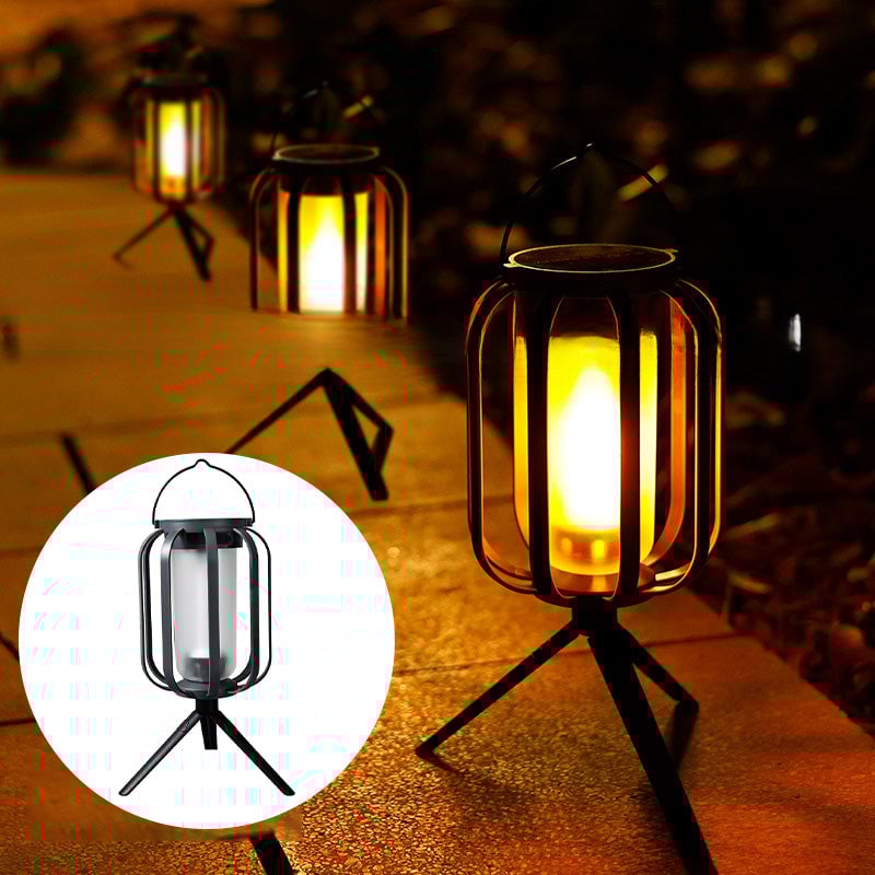 FlameGlow™ - Lampe med realistisk flammeeffekt – Opladelig via USB & solenergi