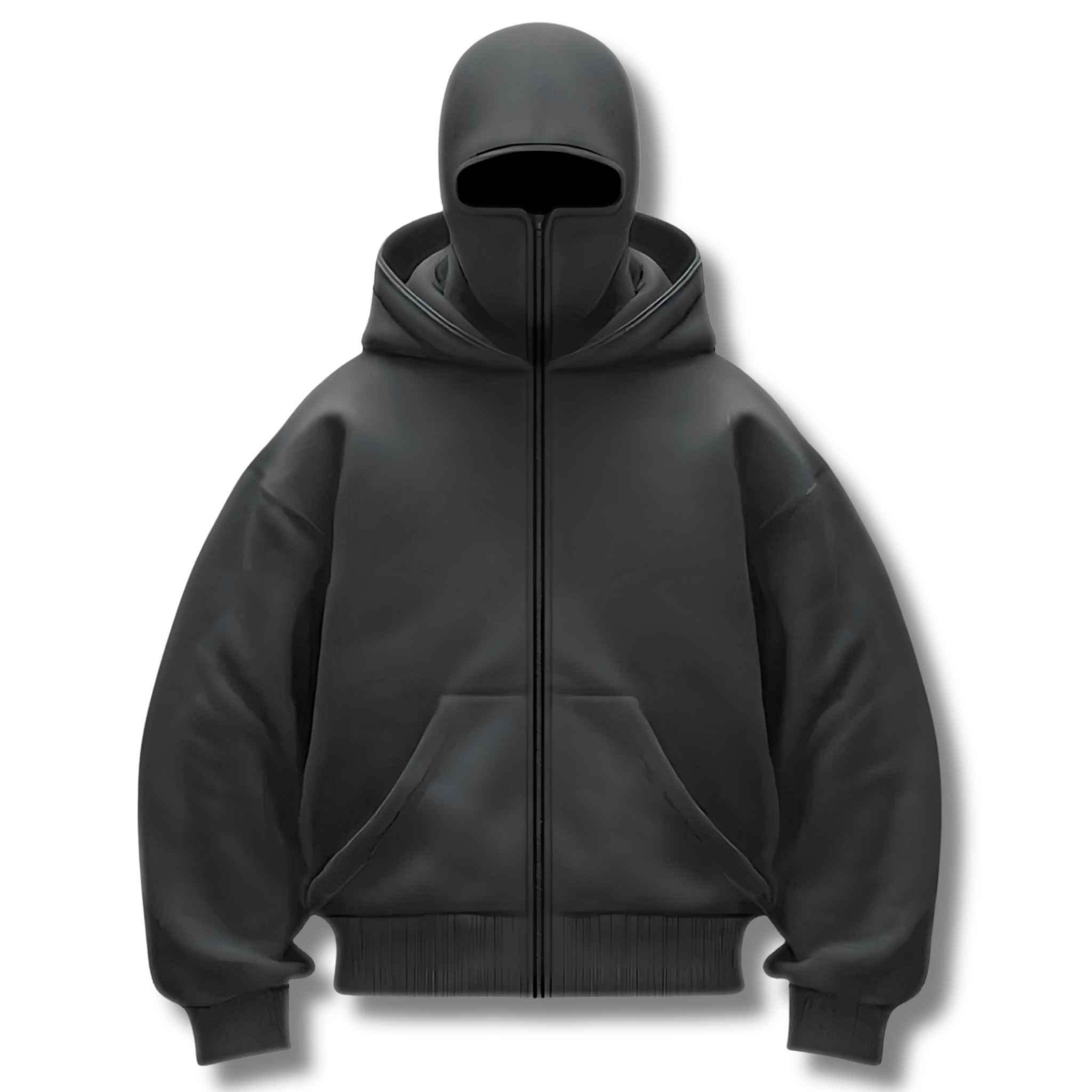 Anti-Social Hoodie - Hoodie med lynlås og integreret maske – Unisex