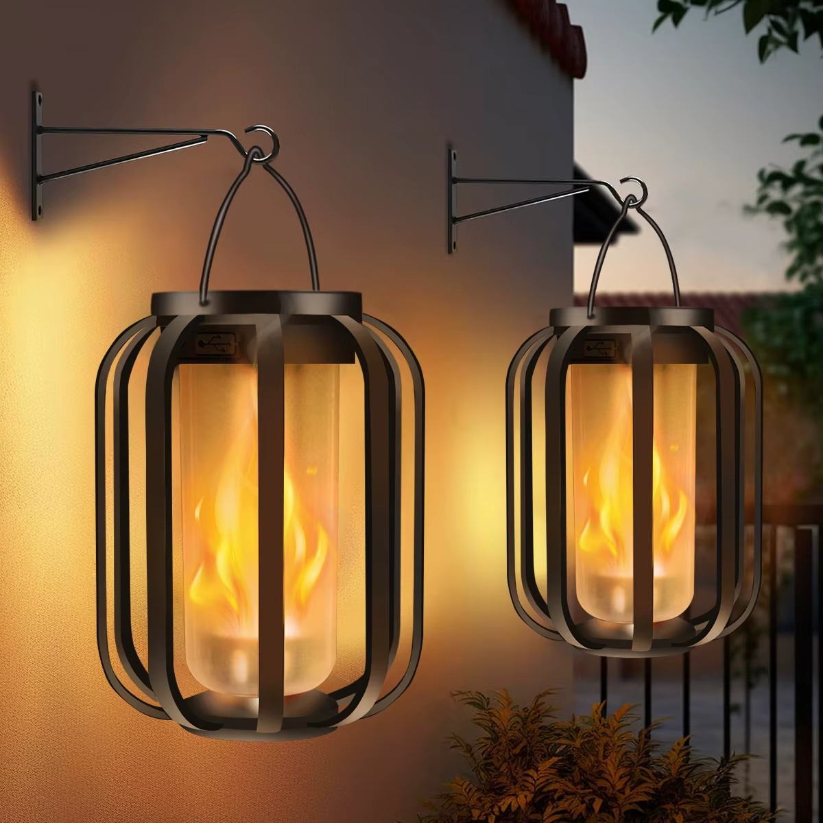 FlameGlow™ - Lampe med realistisk flammeeffekt – Opladelig via USB & solenergi