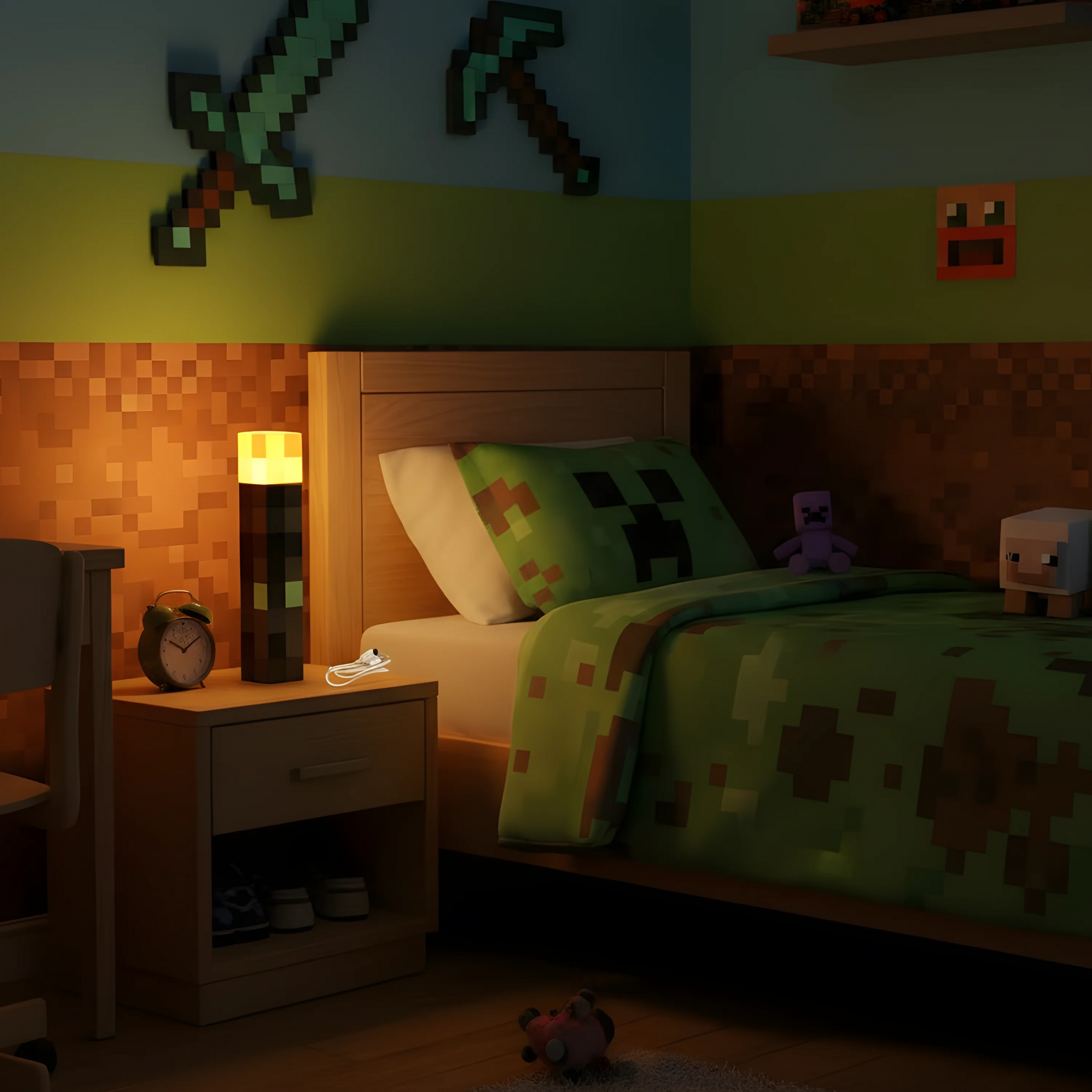 MinecraftPixelFakkel™ – Gaming Natlampe Til Børneværelset