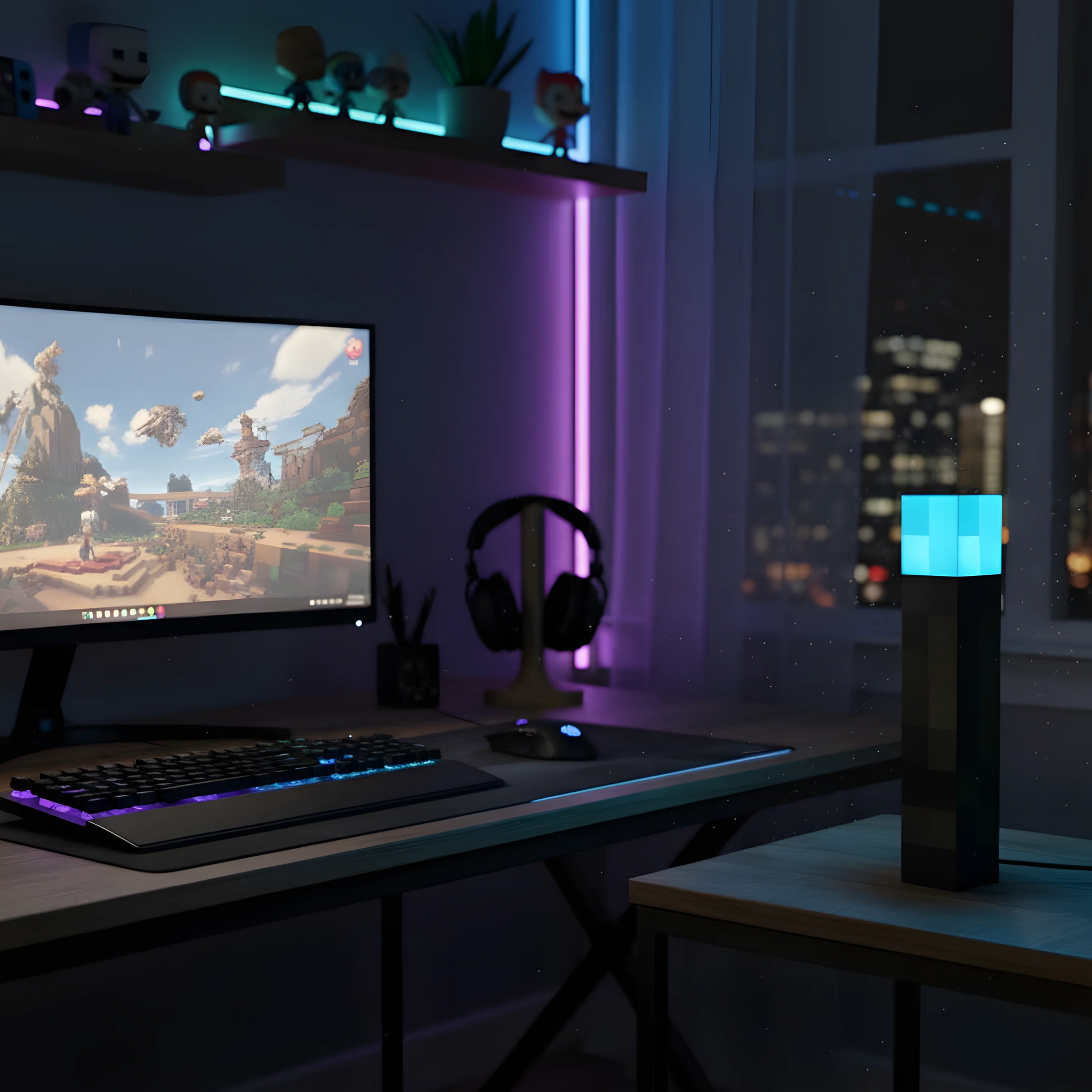 MinecraftPixelFakkel™ – Gaming Natlampe Til Børneværelset