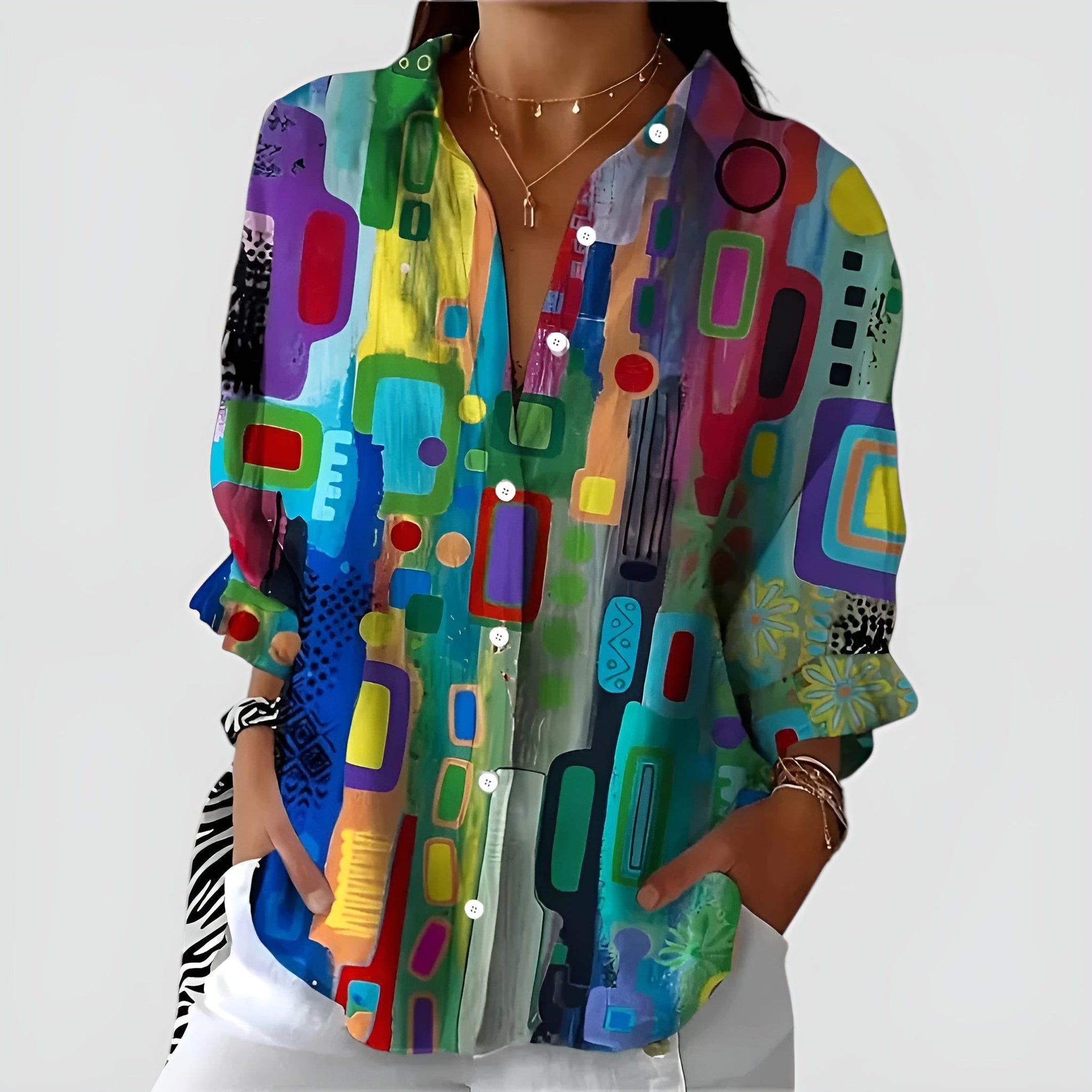 Edna™ bluse med geometrisk mønster