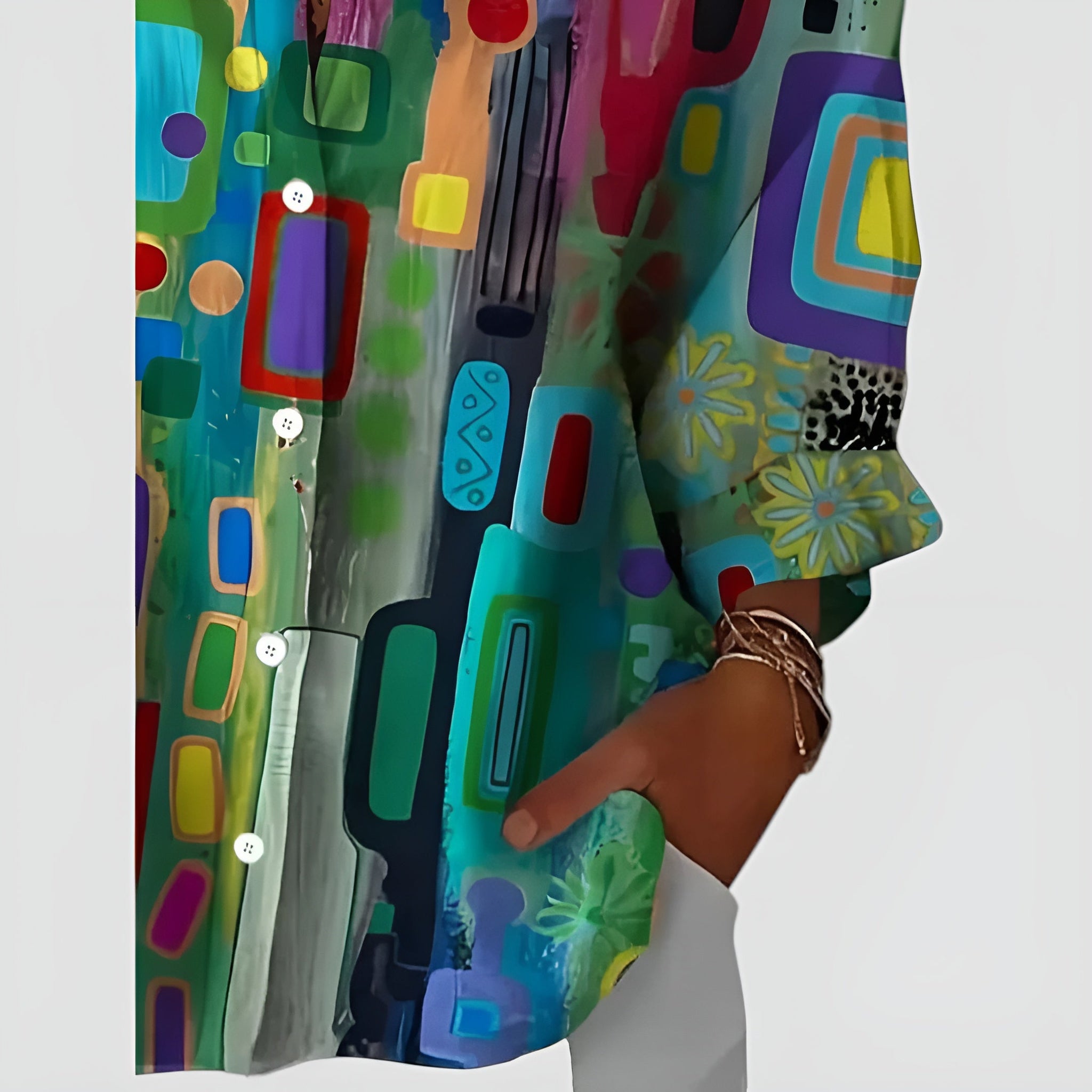 Edna™ bluse med geometrisk mønster